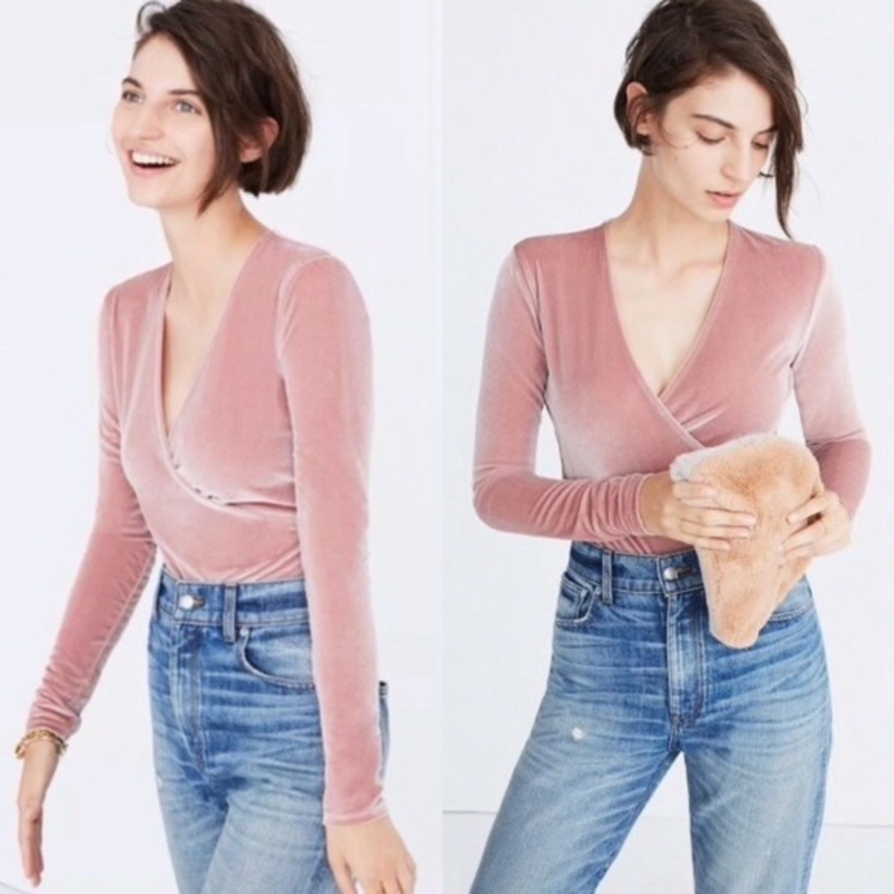 Madewell Velvet Wrap Bodysuit